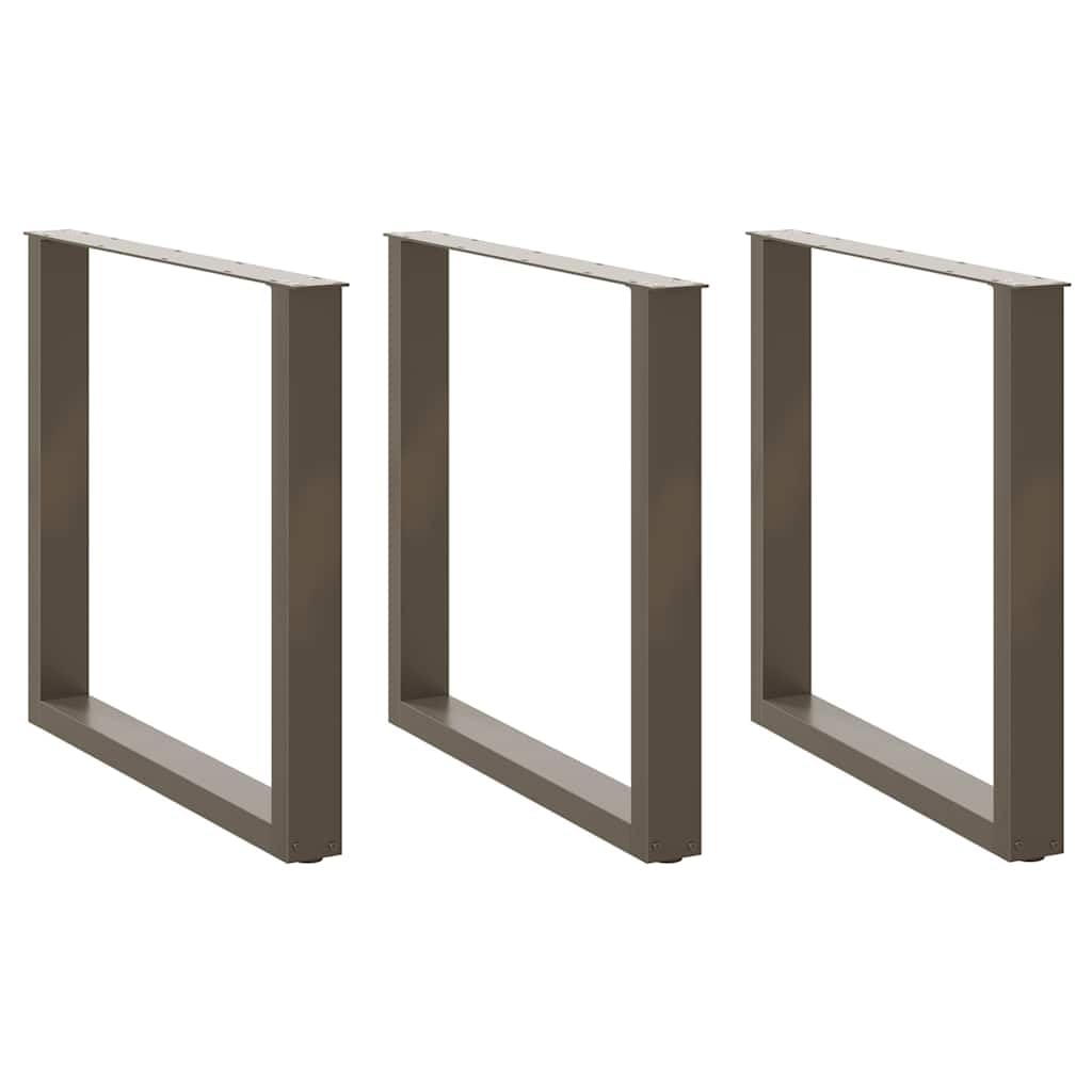 SXZenSpace U-Shaped Dining Table Legs Set of 3 80x72 cm Natural Powder-Coated Steel Frame with Adjustable Levellers Modern Hairpin Style for Kitchen Office Desk