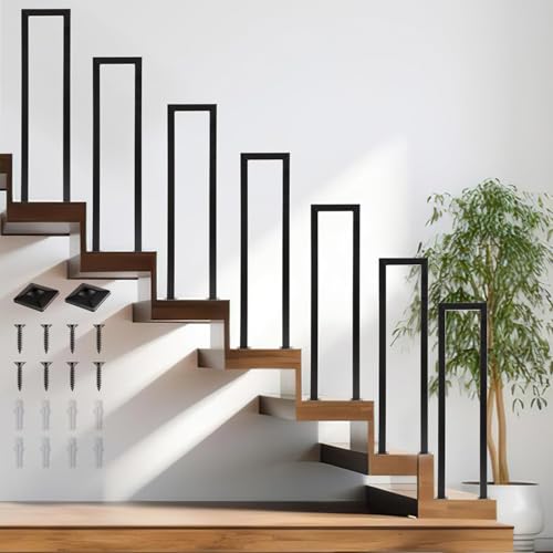 Barandilla de escalera interior, barandilla para escaleras, pasamanos con forma de U, barandilla para escaleras, barandilla para escaleras, exteriores, pasamanos negro, barandilla para balcones,