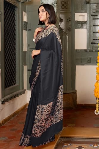 Image of MIRCHI FASHION Women Saree Abstract Print Chiffon | Breathable Lightweight Casual Sari for Regular Use and Office with Unstitched Blouse (Available in 25 Colors)