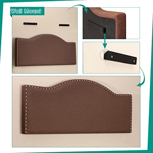 Catalina Headboards For Queen Size Bed, Upholstered Nail Head Bed Headboard, 12 Adjustable Positions Queen Headboard Only, Wall Mounted Headboard, Bed Backboard Linen Fabric Head Board - Cream #TOP5