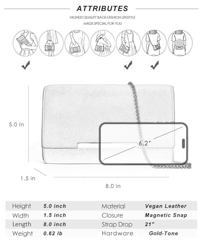 Image of AFKOMST Clutch Purses for Women Small Convertible Wristlet and Evening Bag | Vegan Leather, Fits 6.7-inch Phone /Passport, Versatile for Formal Events /Prom /Wedding /Cocktail /Night Out /Daily Use