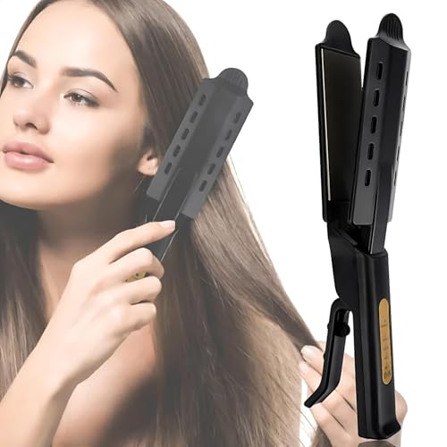 Image of Steam Hair Straightener Four-Gear Temperature Adjustment Ceramic Tourmaline Ionic Flat Iron Hair Straightener for Women, Girls Straightens & Curls, Suitable for All Hair Types