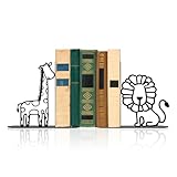 Lion Giraffe Safari Metal Bookends Animal Bookends for Kids Cute Decor for Childrens Bedroom Home Nursery