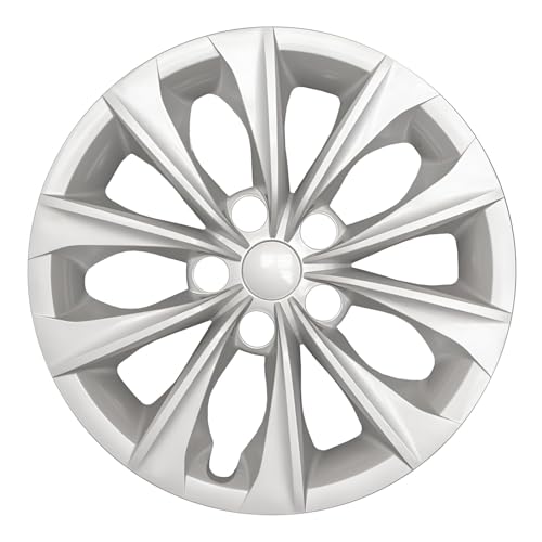 OxGord 16 inch Silver Snap-On Hubcaps with 10 Spoke Compatible with 2015-2017 Toyota Camry Standard Steel Wheel Covers