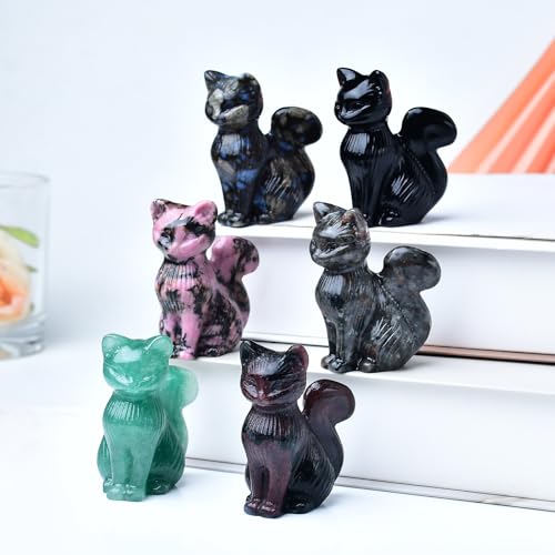 Estatua de Gato de Cristal Natural Garnet 6 cm miniatura 6