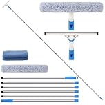 Mitclear 15Ft(4.5m) Window Cleaning Equipment with Long Handle, Extendable Window Cleaner Tool with 14'' Squeegee & Microfiber Scrubber, Window Washing Kit for High Windows Conservatory Roof Glass
