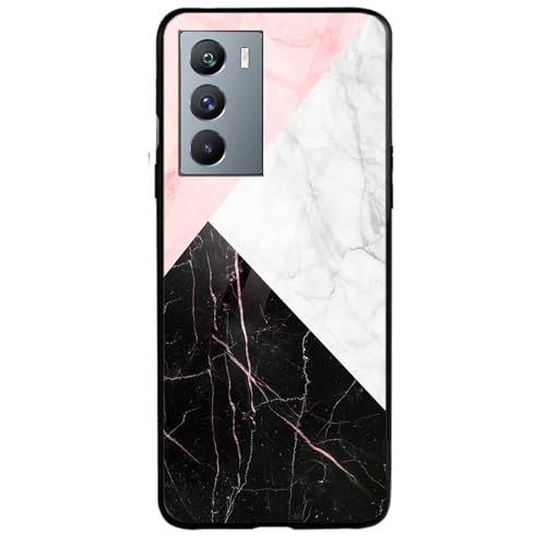 Image of COLORflow Back Cover Compatible with iQOO 9 SE 5G | Beautiful Marble Black White Pink | Shockproof TPU Bumper Cover with Camera Protection Back Cover Compatible with iQOO 9 SE 5G