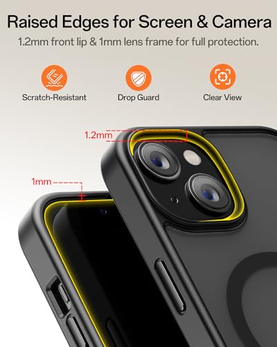Image of UNBREAKcable Magnetic for iPhone 15 Case, Compatible with MagSafe, Full Camera Protection, Built-in Magnetic Ring, Drop Protection Shockproof Slim Phone Cover (Black)