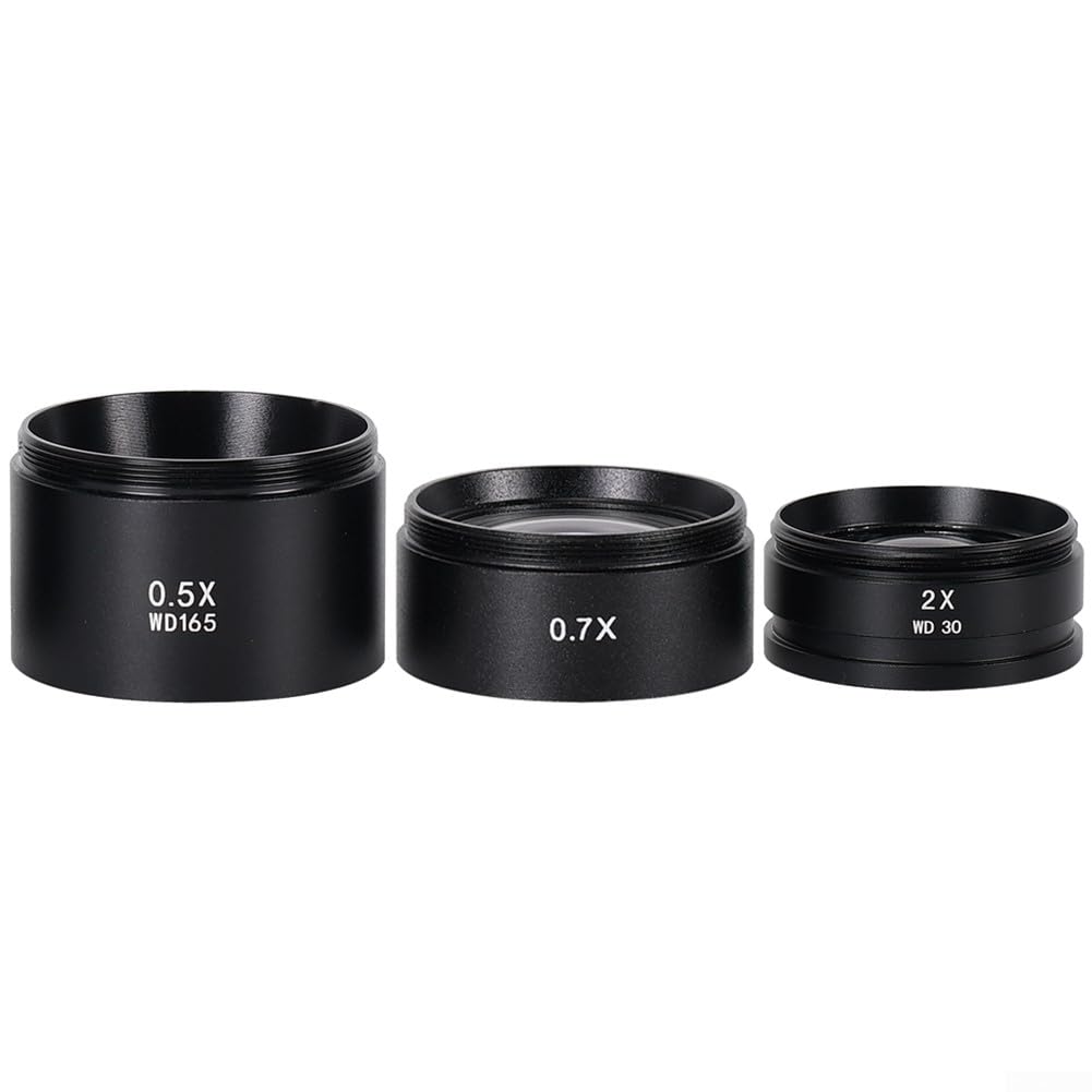 Lente de objetivo auxiliar Barlow 0.5X, WD165 Objetos Auxiliares Lente Microscopio Lente de cámara Barlow Lente de vidrio para microscopio de video industrial - 48mm
