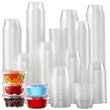 [650 Sets - 2 Oz ] Jello Shot Cups, Small Plastic Containers with Lids, Airtight and Stackable Portion Cups, Salad Dressing Container, Dipping Sauce Cups, Condiment Cups for Lunch, Party to Go, Trips