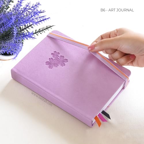 Image of NEORAH - B6 - ART JOURNAL | 200Gsm Dotgrid Notebook |144 Pages(17.5 x 12.5 cm) | Lay Flat |HardCover Bullet - Journal |3 Bookmarks |Elastic Closure| Inner BackPocket | Ideal-Bujo,Drawing (LAVENDER)