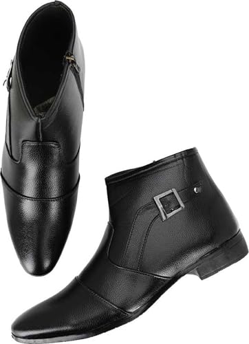 Image of Mens Black Synthetic Zip Slip on Perfect Style Formal Boot (8)