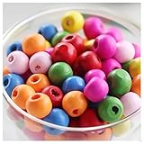 LEBENSWERT 1000 Stück Holzperlen zum auffädeln Kinder Bunt 7 x 8mm Natürliche Runde Perlen Holz basteln für Schmuck Arts Crafts Halskette Armreif