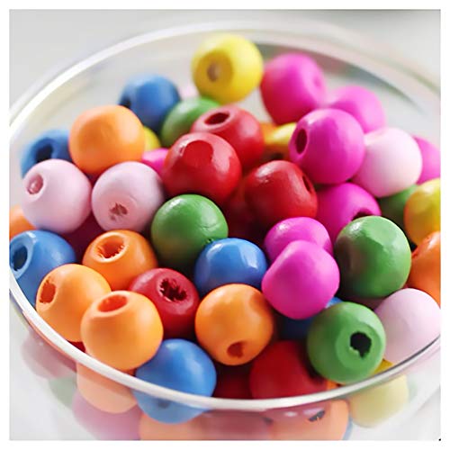 LEBENSWERT 1000 Stück Holzperlen zum auffädeln Kinder Bunt 7 x 8mm Natürliche Runde Perlen Holz basteln für Schmuck Arts Crafts Halskette Armreif Cover