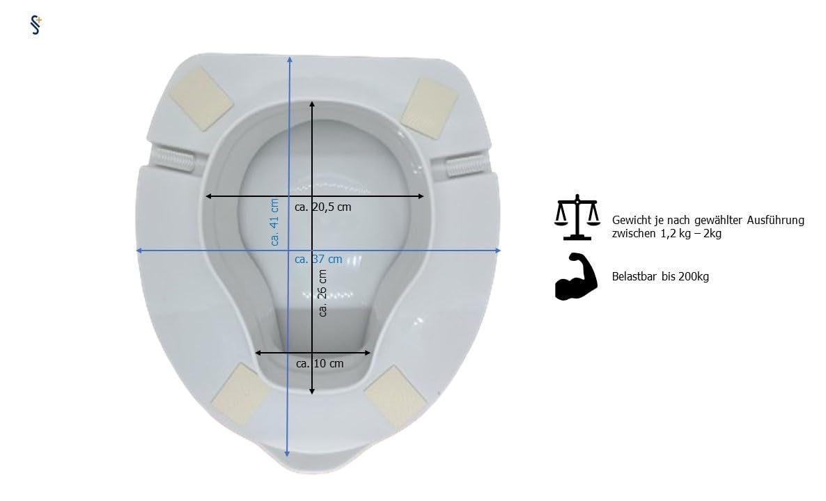 Stock-Fachmann® Rialzo per WC Smart In da 5 cm, 10 cm o 15 cm, con coperchio o senza coperchio, per anziani, colore bianco, portata 200 kg (5 cm con coperchio)