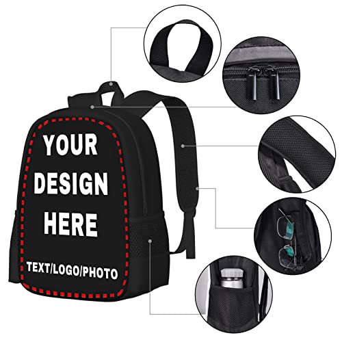 Custom Backpack for Mens Womens Personalized Backpacks with Photo Text Customize Casual Laptop Backpack for Travel Camping 17in3