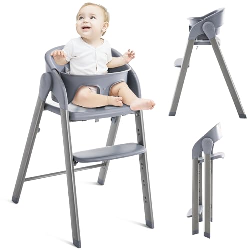 Image of Convertible High Chairs for Babies & Toddlers. 5-in-1 Adjustable High Chair with Removable Tray, Easy to Clean, Portable.Gray