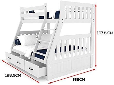 white timber bunk beds