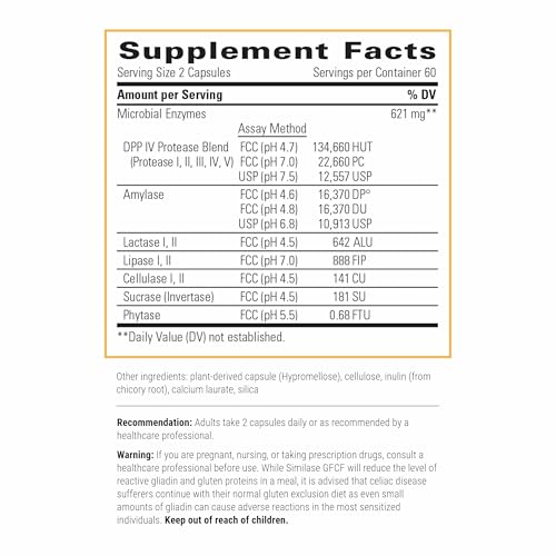 Integrative Therapeutics Similase GFCF - Digestive Enzyme Supplement for Adults - Supports Casein & Gluten Digestion* - Gas & Bloating Support* - Dairy-Free & Vegan - 120 Count (60 Servings) - Image 3