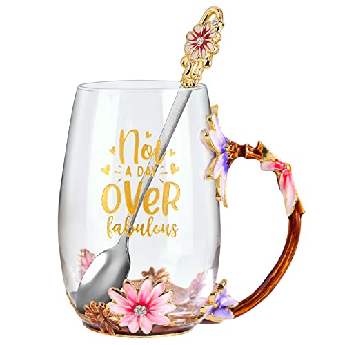 OEAGO Gifts for Mom Women Mothers Day Valentines Day Gifts Glass Coffee Enamels Mug Best Birthday Valentine's for Her Girlfriend Wife from Daughter Son Tea Cup Christmas Stocking Stuffers