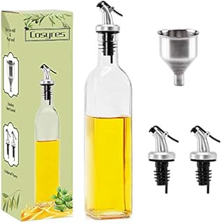 Cosyres Glass Cooking Olive Oil/Vinegar Dispenser Bottle for Kitchen with 2 Pourers(500ml)