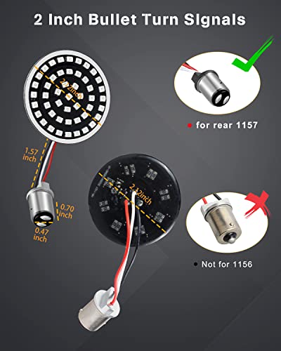 Nthreeauto 1157 Turn Signals With Smoked Lens Cover, Full Led Light Up 2 Inch Bullet Rear Brake Running Light Compatible With Harley Softail Dyna Sportster #TOP4