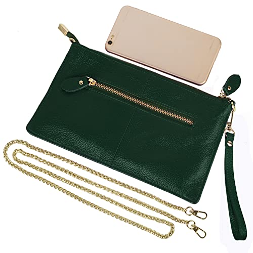 Yaluxe Women's Real Leather Large Wristlet Phone Clutch Wallet With Shoulder Chain #TOP5