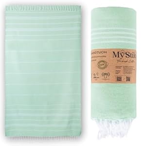 MyStilo® XXL Saunahanddoek Hamamdoek - Groot, Zacht Badhanddoek 100x200cm, Sneldrogend - Premium Strandhanddoek, Beach Towel, Handdoek voor Mannen, Vrouwen, Yoga en Fitness (Mint Green)