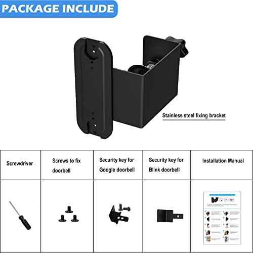 Taskalo Anti-Theft Video Doorbell Mount Compatible With Blink & Google Nest Doorbell(Battery), Adjustable No-Drill Doorbell Mounting Bracket Holder, Not Block Doorbell Sensor(Black) #TOP5