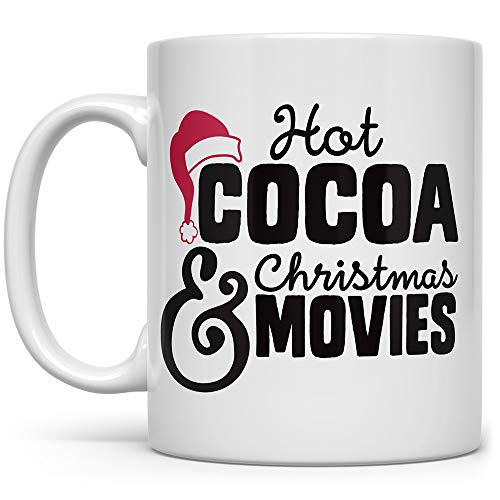 Taza navideña de cerámica 11 oz blanco negro rojo miniatura 1