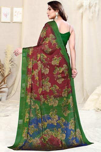 Image of MIRCHI FASHION Saree for Woman Chiffon Floral Printed | Lightweight Daily Wear Comfortable Women's Sari with Unstitched Blouse Piece (Available in 15 Designs)