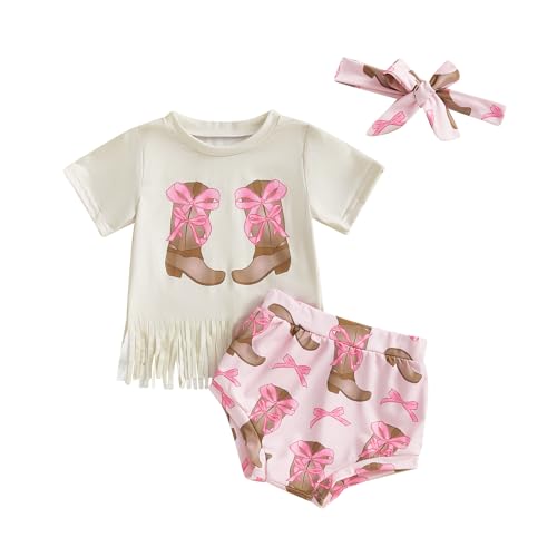 Western Baby Girl Summer Clothes Cow Print Short Sleeve Romper Bloomer Shorts Clothing Set Newborn Cowgirl Outfits