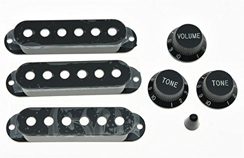 KAISH Black ST Strat Pickup Covers Knobs and 5 Way Switch Tip Cap - Image 2