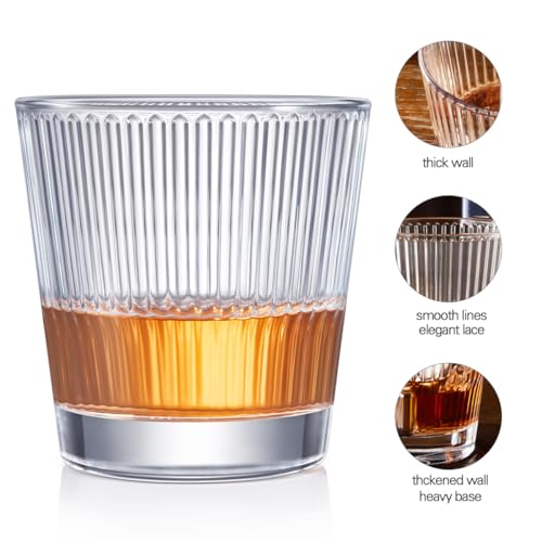 Whiskey Glasses Set of 2, 10oz Drinking Glass Cups, Heavy Bottom Rocks Glasses, Crystal Old Fashioned Glass with Gift Box - Barware for Bourbon, Scotch, Cocktail for Men Women