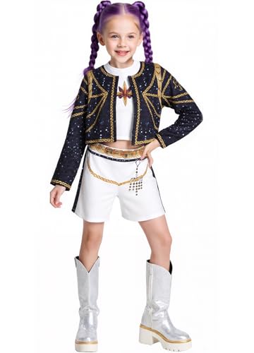 Image of FENFATUO Girls Pop Singe Costume Fancy Stage Outfit Set Kids Halloween Cosplay Role Play Dress Up
