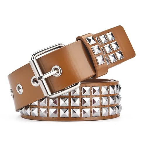 Square bead studded belts for men and women, punk rock jeans belts.