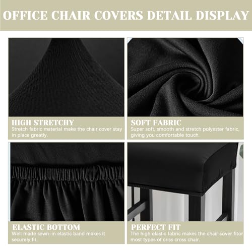 Image of Bar Stool Covers Counter Chair Slipcovers Set of 4,Black | Stretch Barstool Seat Covers,Washable Removable Pub Tall Stool Slipcover,Bar Chair Cover for Kitchen Dining Room Cafe