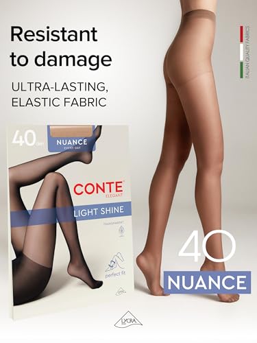 Image of Conte Tights Control Top Semi Opaque Pantyhose Silky Matte Effect Nuance 40 Den