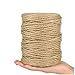 Natural Jute Rope 3mm 328ft - 3-Strand Brown Twine for Hang Tags, Lamp Shades, Weaving, Bottle Wrapping, Crafts & Gift Packaging