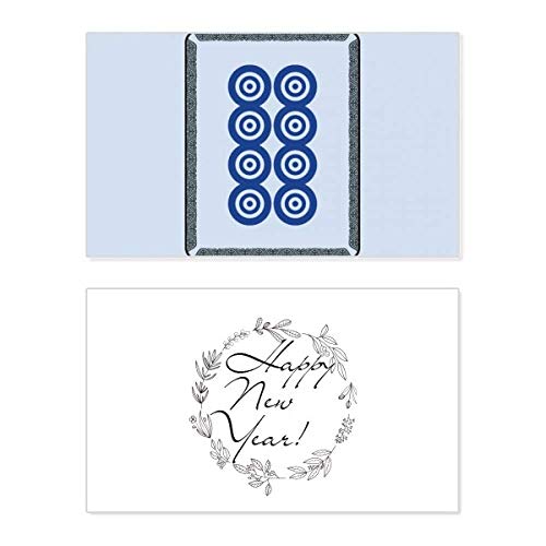 Tarjeta de felicitación de Mahjong para Año Nuevo con 8 azulejos decorativos