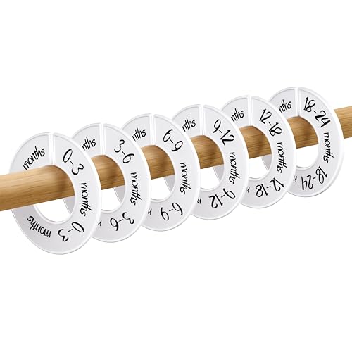 Image of Pro Goleem Baby Closet Dividers Unisex Baby Closet Organizer for Nursery Baby Clothes Size Age Dividers Fits 1.5" Rod 6 PCS