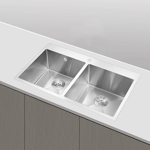 Yutong 33" Top-Mount/Drop in 304 Stainless Steel Handmade Double Bowls Kitchen Sink by Yutong - Image 2