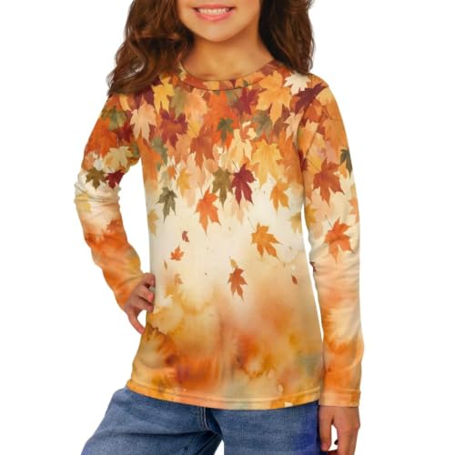 Image of Girls Long Sleeve Shirts Casual Crewneck Soft T-shirts for Girls 3-16 Years Old
