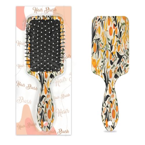 Cepillo para desenredar el cabello para mujeres y hombres, cepillo flexible de cerdas suaves (fruta naranja cítrica)