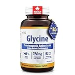 Herba Glycine Supplement 750mg - 180 Capsules | >99% Ultra Pure Glycine Capsules | Free-form Proteinogenic Amino Acids Supplements | Made in Canada