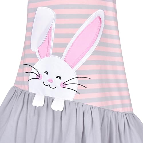 Image of Sunny Fashion Girls Dress Easter Bunny Ears Headband Egg Hunt Size 3-8