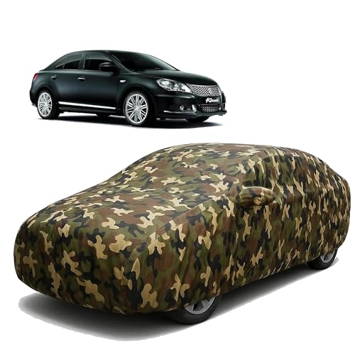 Image of Sulfar 100% Waterproof Car Body Cover Compatible with Mirror for Maruti Suzuki Kizashi with Long Lasting Durable Material (Triple Stitched, Full Bottom Elastic, Camouflage Army)