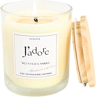 Scented Candle J'Adore - Our Perfume Inspired Version, Elegant Womens Fragrances, Gifts for Women, Home Luxury Scents, Organic Coconut Wax Candles, Clean 50 Hr Burn, USA