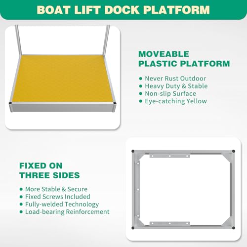 THOOUM Boat Boarding Platform with Handrail, Dock Boarding Step with Handle, Plastic Footboard Dock Extension(440LBS Capacity)