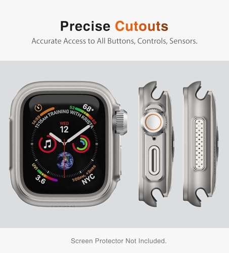 Image of LTIMAL Metal Case Compatible with Apple Watch Series SE3 /SE2 /SE /6 /5 /4 44mm with Back Cover, Military Grade Shockproof Protective Case, Rugged Cover for iWatch 44mm (Silver)